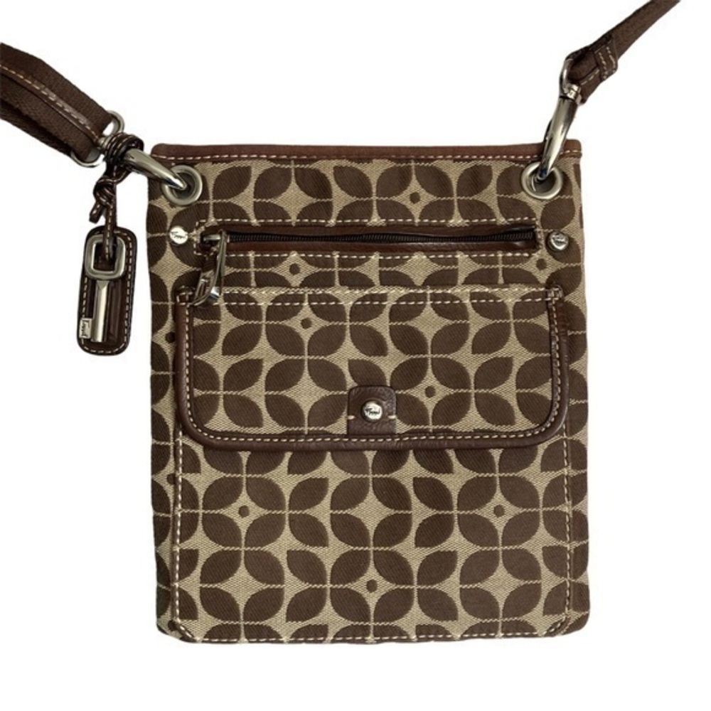 Fossil brown and tan crossbody swingpack bag